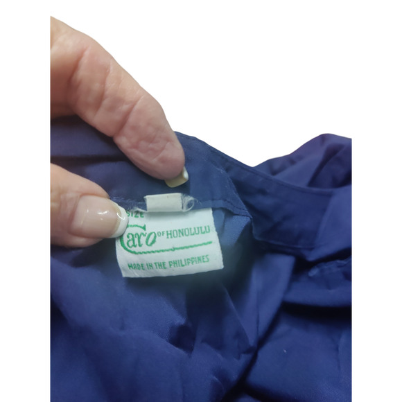 Vintage Caro of Honolulu size 16 Blue blouse with floral embroidery design - Picture 5 of 6